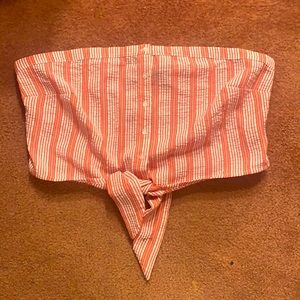 F21 RED & WHITE STRIPED CROP TOP SZ 1X